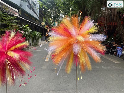 Cành cỏ lau nhiều màu sợi nhân tạo [Sợi tơi - Bung đều] D40-80cm CANHLA-08